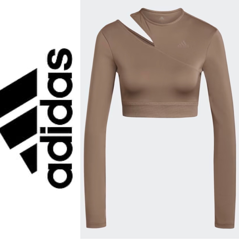 Adidas | BROWN HYPERGLAM CROPPED LONGSLEEVE TOP & HIGH WAIST SHORT | S